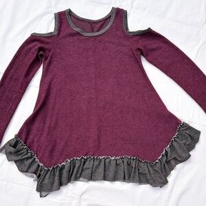 Trendy Cold Shoulder Tunic with Whimsical Hem